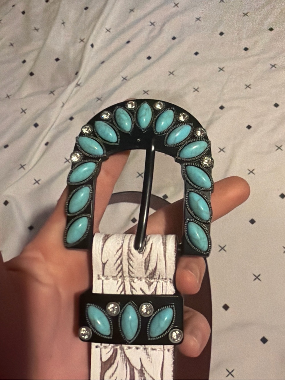 Turquoise Stone Accent Belt Buckle - Women Accessories